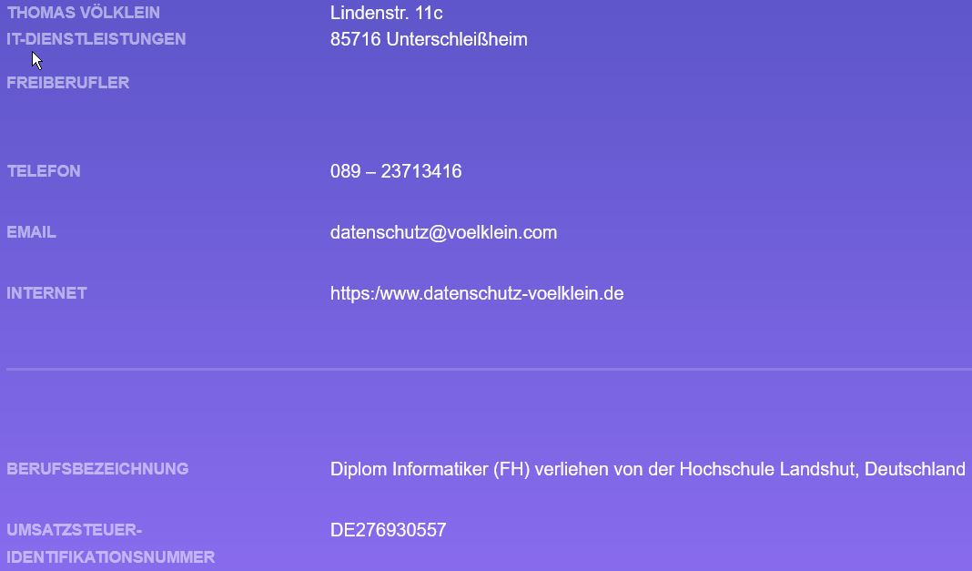 Impressum Datenschutz Beratung Thomas Voelklein